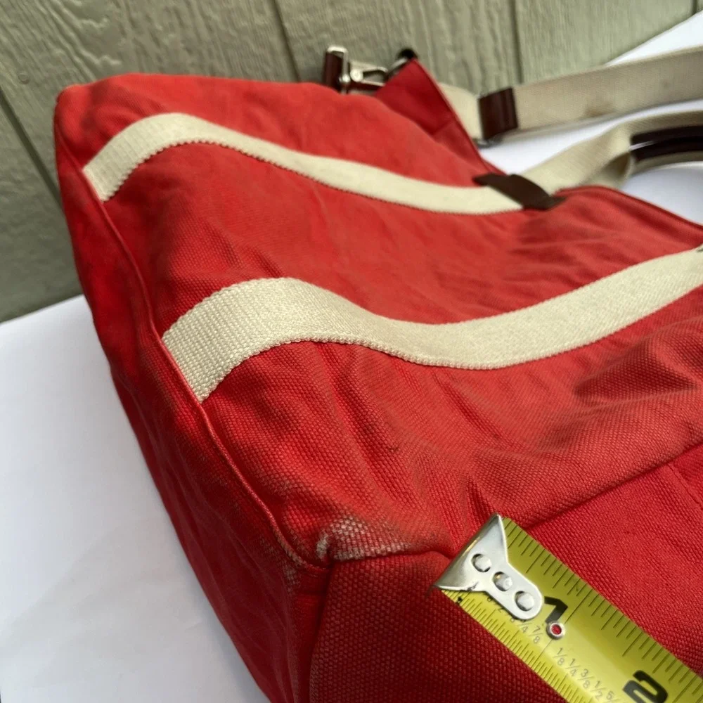VTG Frank Daniel Tote Crossbody Bag Red Heavy Canvas Handmade Italy Designer